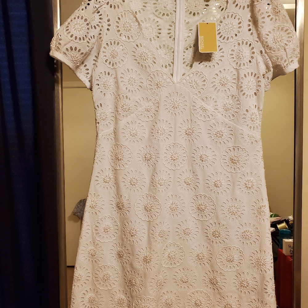 Michael Kors White Beaded Dress